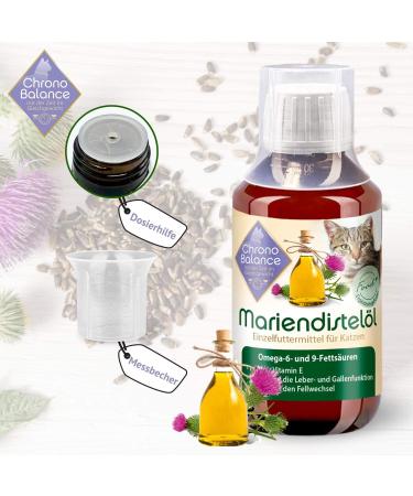 Chronobalance Milk Thistle Oil for Cats Natural Nutritional Supplement for Fur Health Rich in Vitamin E Omega-6 & Omega-9 (100ml) - Buy Online on GoSupps.com