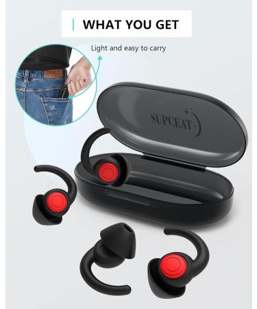 SUPCEAT Noise Cancelling Ear Plugs - 2 Pairs (S/L) Reusable, Washable, Soft Silicone Earplugs for Sleeping, Music, Parties, Festivals, Concerts - Black - Buy Online on GoSupps.com