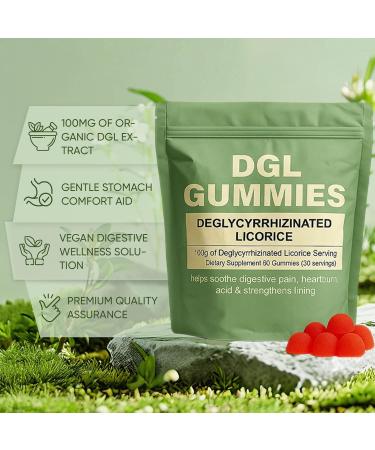 AMOQUCT Dgl Gummies 100mg of Organic Dgl Extract with Tapioca Flour Citrus Fiber Improve Digestion Supports Stomach Health Totally Vegan and Gelatin-Free Berry Flavor 30 Servings (1) - Buy Online on GoSupps.com