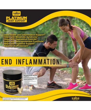 Saba Platinum Total Body Joint Support - High Absorption Curcumin Boswellia Vitamin D - 60 Capsules for Healthy Inflammation Response - Shop Internationally - Buy Online on GoSupps.com