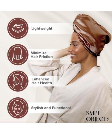SMPL Objects Satin & Bamboo Hair Towel for Women | Curly Hair Plop Towel - Pink Bronze - Perfect for Wet Hair Care - Buy Online on GoSupps.com