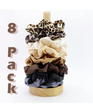 LIHELEI Satin Hair Scrunchies - 8PCS Leopard & Solid Color Elastic Hair Bands for Women & Girls - Buy Online on GoSupps.com