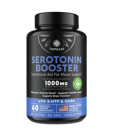 Serotonin Supplement for Mood Support - Made in USA - Natural 5-HTP & L-tryptophan Capsules - Serotonin Booster for Men & Women - Proprietary Formula for Mood and Relaxation - 60 Vegan Capsules