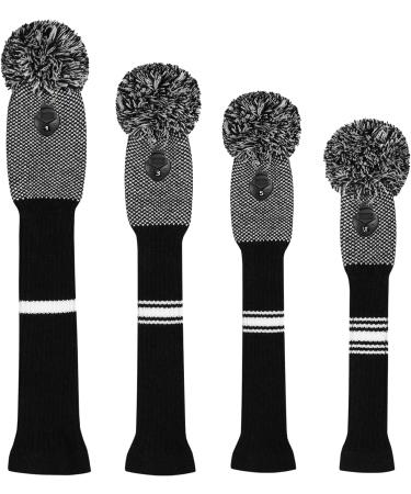 Scott Edward Handmade Knit Wood Golf Covers - 4 Piece Set for Driver, Fairway Wood, and Hybrid - Black and White Dot Design - Fits up to 460cc - Premium Quality - Buy Online on GoSupps.com