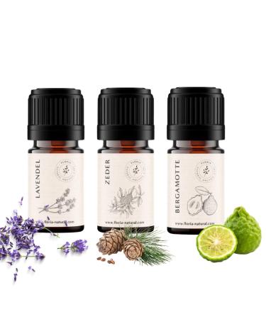 Dream night trio I High-quality essential oils I 100% Bio & Naturrein I Atlaszeder Bergamot Lavendel I Aroma Therapy For Receiving Sleep I 5ml set by Floria Natural