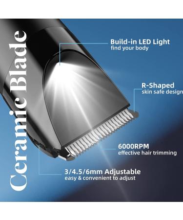 2-in-1 Electric Body Hair Trimmer for Men - Groin & Pubic Hair Shaver with LED Light, Waterproof Clippers - Male Hygiene Razor - Buy Online on GoSupps.com