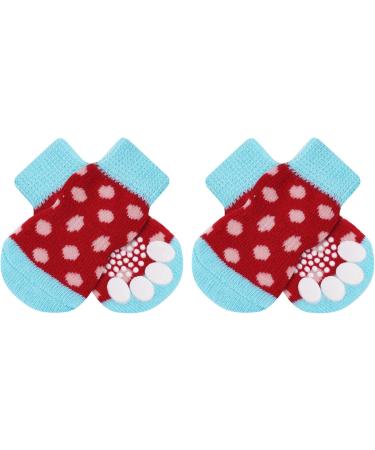 Buy Auauy Indoor Anti-Slip Dog & Cat Socks | Pet Socks with Silicone Gel for Traction | Small-Medium Sizes in Red & Green - Buy Online on GoSupps.com