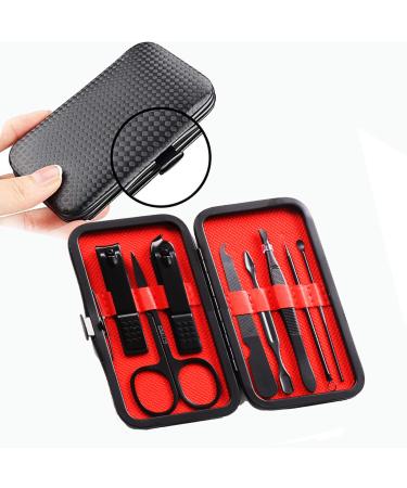 Manicure Set 8 in 1 Nail Clipper Set Pedicure Kit with Tweezers and Scissors Durable Stainless Steel Nail Tool Nail Cutter Travel Case Professional Grooming Kit for Man & Women