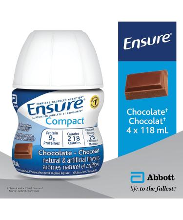 Ensure Compact Complete Balanced Nutrition In Half The Size Chocolate 4x118mL 9g Protein Drink Chocolate 118 ml (Pack of 4) - Buy Online on GoSupps.com