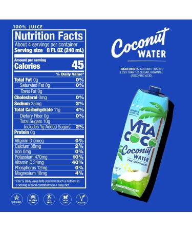 Vita Coco 100% Green 1000ml d'eau de noix de coco - Buy Online on GoSupps.com