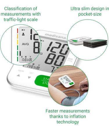 Medisana BU 565 Upper Arm Blood Pressure Monitor - Accurate Measurements Large Display Memory Function & Arrhythmia Detection - Shop Internationally - Buy Online on GoSupps.com