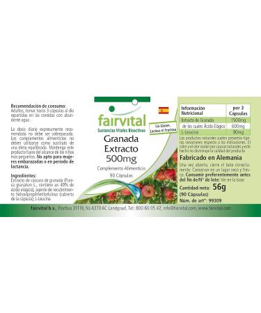 Fairvital | Pomegranate 500mg VEGAN - Highly dosed - 90 capsules - rich in ellagic acid - Buy Online on GoSupps.com
