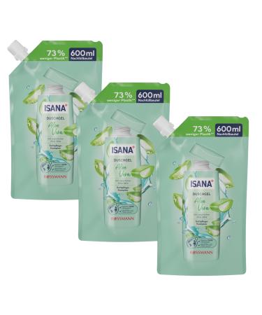ISANA MED Pack of 3 Isana shower gel refills with aloe vera - 3 x 600 ml