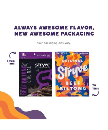Stryve Original Biltong - Low Fat, Low Carb, Low Sugar, 16g Protein - 4 Pack (2.25oz) - Buy Online on GoSupps.com