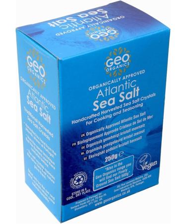 Geo Organics Sea Salt - ORGANIC Unrefined Pure Natural Salt - Naturally Handcrafted Sea Salt Crystals - Additive-Free Non-GMO Gluten-Free Vegan- 250 Grams Salt Box 250g (Pack of 1) - Buy Online on GoSupps.com