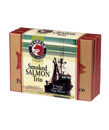 SeaBear - Premium Wild Alaskan Smoked Sockeye, Coho, and Pink Salmon Trio - 18oz Box 18 Ounce (Pack of 1)