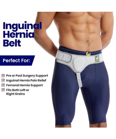 Inguinal Hernia Belt - Adjustable Postoperative Support for Men | Right & Left Side | Medium Size | Hernia Relief - Buy Online on GoSupps.com