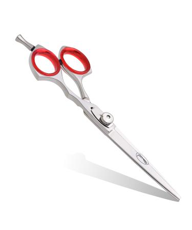Professional Hairdressing Scissors 6" with Dial Spring Screw Hook Rubber Finger Pads & Bump - Razor Edge Steel Salon Hair Scissors - Anti-Rust Barber Scissors Hair Dressing Tool for Hair Cutting Professional 6"