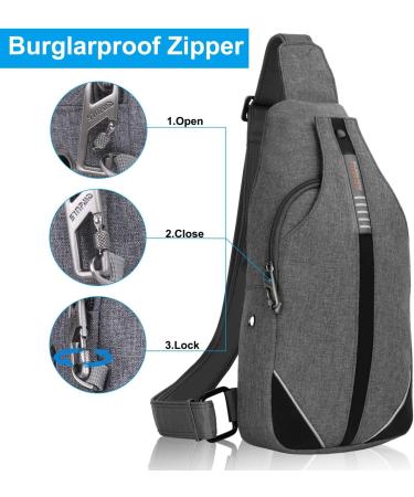 WATERFLY Anti-Theft Sling Bag for Men & Women - Multipurpose Gray Chest Bag Hippie Crossbody Daypack - Buy Online on GoSupps.com