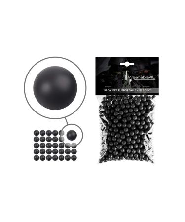 Wearable4U .43 Cal or .50 Cal or .68 Cal Rubber Balls New Reusable Training Soft Rubber Balls for Paintball Guns Black x 100 .50
