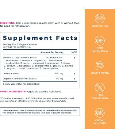 NewRhythm Women's Probiotics Organic Cranberry for Women's Vaginal Health 50 Billion CFU 18 Strains Probiotics and Prebiotics Support Digestive Health 60 Vegan Capsules 60 Count (Pack of 1) 50 Billion CFU (60 Count) Women's Probiotics - Buy Online on GoSupps.com