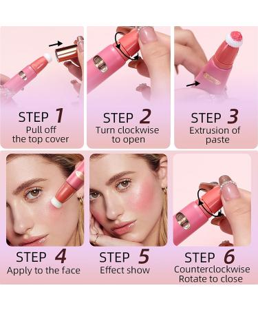 3pcs Liquid Blush Makeup Wand - Cream Blush with Cushion Applicator for Cheeks - Weightless Blendable Stick for Natural-looking Dewy Glow - Buy Online on GoSupps.com