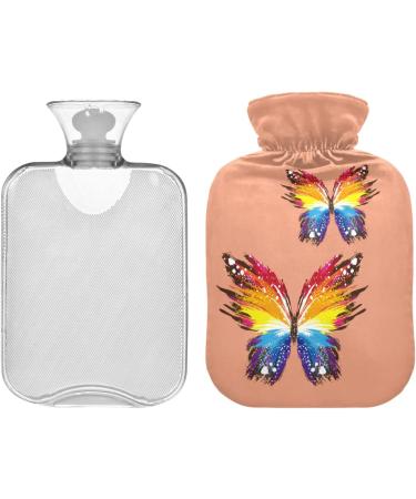 Durable 1L Heat Bottle with Cover | Grunge Rainbow Butterfly Design | Pain Relief for Hands Feet Shoulders & Neck | Ideal Heat Therapy & Cramps Solution - Buy Online on GoSupps.com