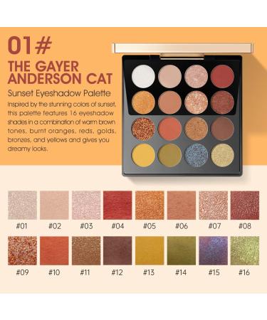 Zeesea British Museum Egypt Collection Eyeshadow Palette - 01 Anderson Cat Sunset | Shimmer, Matte, Glitter - 16 Colors - Buy Online on GoSupps.com