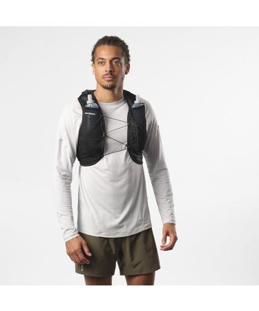 Salomon Active Skin 8 Unisex Hydration Vest for Trail Running Hiking & MTB - Includes Hydration Bottles - Black/Metal/Black - Buy Online on GoSupps.com