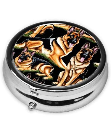 German Shepherd Mini Round Pill Box | 3 Compartment Travel Pill Organizer | Portable Case for Home & Office - Buy Online on GoSupps.com