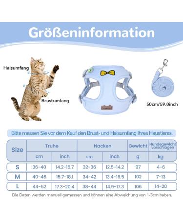 Adjustable Cat Leash Set & Outbreak-Proof Dishes for Cats and Kittens - Blue | International Shipping Available - Buy Online on GoSupps.com