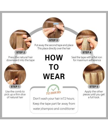 Sunya 24 Black Tape in Hair Extensions - 100% Human Hair Seamless Skin Weft, 50g (20pcs) - #1B Natural Black - Buy Online on GoSupps.com