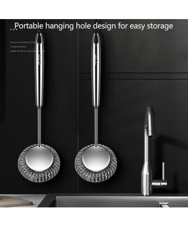 Stainless Steel Scrubber Handle 304 Steel Wool Scrubber Kitchens Steel Wool Scrubber with Long Handle Stainless Steel Scrubbing Scouring Handle Bathroom and More Strong Cleaning Ability for Kitchen - Buy Online on GoSupps.com