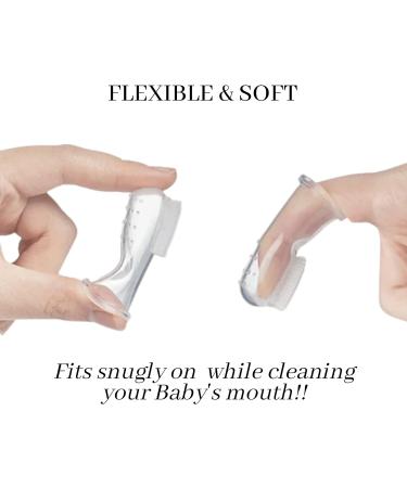 2 pcs Silicone Baby Finger Toothbrush Soft Gum Massage and Teether Brush for Teething Relief Oral Cleaning Care Gum and Tooth Cleaner 3 Months Plus Clear - Buy Online on GoSupps.com
