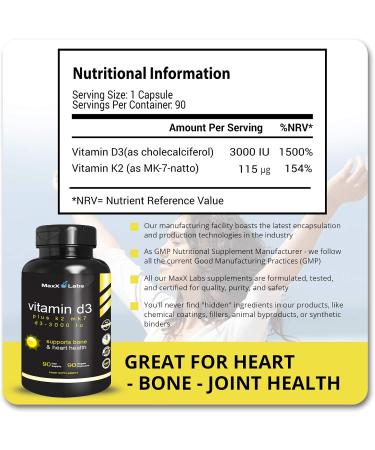 MaxX Labs Advanced Bladder Control Supplements for Women & Men 60Ct + Vitamin D3 K2 3000 IU with Vitamin K as MK-7 from Natto Support Healthy Bones Teeth Heart & Immune Function 90Ct - Buy Online on GoSupps.com