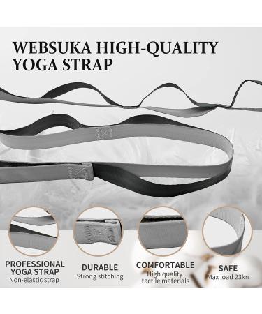 WEBSUKA Stretching Strap Yoga Strap with 10 Loops - Non-Elastic Stretch Bands for Flexibility in Home Workouts, Physical Therapy, Pilates, and Dance - Includes Door Anchor (Silvery Grey) - Buy Online on GoSupps.com