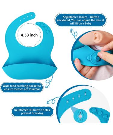 Baby Feeding Set - Silicone Bib, Suction Divided Bowl, Spoon, Fork - Toddler Utensils for Baby Led Weaning - Blue (6 Months) - Buy Online on GoSupps.com