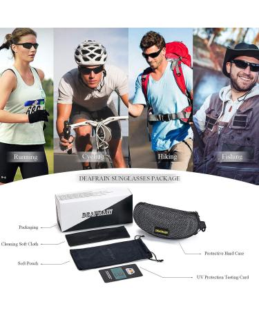 DEAFRAIN Polarized Sports Sunglasses - UV Protection TR90 Unbreakable Frame for Men Women - Ideal for Cycling, Running, Fishing - Bright Black Frame/Black Lens - Buy Online on GoSupps.com