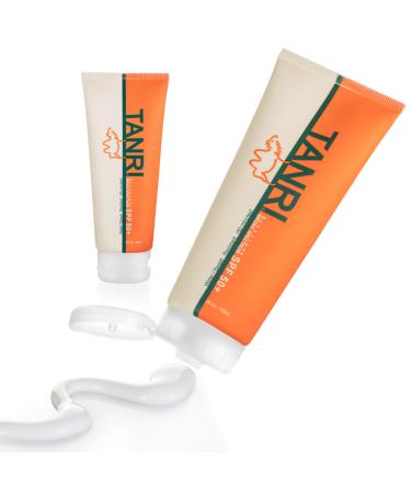 TANRI SPF50+ Reef Safe Sunscreen for Face and Body Hydrating & Moisturizing Sunscreen Lotion Water & Sweat Proof Octinoxate & Oxybenzone Free Broad Spectrum UVA/UVB Protection 3 fl. oz. (2-Pack) 3 Fl Oz (Pack of 2)