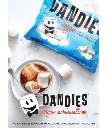 Dandies Vegan Vanilla Flavoured Marshmallows 200g - Vegetarian and Gluten-Free | Non-GMO, Kosher, Allergen-Free | Plant-Based Snack - Buy Online on GoSupps.com