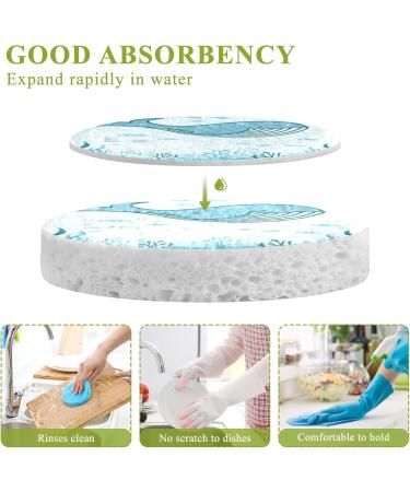 3-Pack Cleaning Kitchen Sponges Oval Cute Whale Cartoon Kitchen Cellulose Dishwashing Wood Pulp Cotton - Buy Online on GoSupps.com