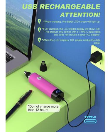 Nose Hair Trimmer for Women and Men Rechargeable Nose Hair Trimmer with LED Display 2 IN 1 Painless Multifunctional Ear and Nose Trimmer with IPX7 Waterproof Dual Edge Blades-Magenta - Buy Online on GoSupps.com
