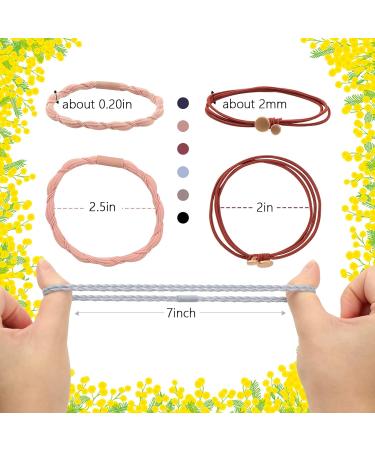 Boho Hair Tie Bracelets for Women - 30 Pcs Elastic Hair Ties for Thick Hair - Rubber Hair Bands for Girls - Soft & Stylish (6 Colors) - Buy Online on GoSupps.com