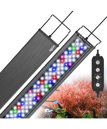 SEAOURA 24/7 Mode LED Aquarium Light for Plants-Full Spectrum Fish Tank Light with Timer, Auto On/Off, 7 Colors, Adjustable Brightness, 3 Modes for Freshwater Tank (42W for 48-54 inch Tank)