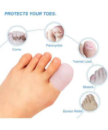 Hellcup Gel Toe Caps - Sleeve Protectors for Hammer Toes, Bunion, Corns, Calluses & Blisters - 4.3'' Small and Large (5 Pack) - Silicone Finger Protectors - Buy Online on GoSupps.com