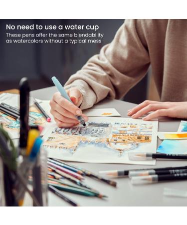 ARTEZA Real Brush Pens 48 Colors - Flexible Nylon Brush Tips - Watercolor Markers for Illustrations, Calligraphy, and Watercolor Effects - Buy Online on GoSupps.com