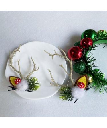 Prosy LED Christmas Glowing Hairpin Floral Hair Clips Light up Elk Antlers Feathers Berry Pine Cones Headdress Party Decorative for Women Girls (A-Yellow) - Buy Online on GoSupps.com