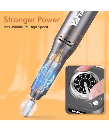 Yafex 11-in-1 Nail Milling Mills - 35000 RPM Electric Nail Cutter & Manicure Set with LED Lamp for Gelnails - Professional Pedicure & Nail File in Gray - Buy Online on GoSupps.com