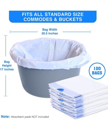 KAREMAXX Commode Liners Disposable 100 Pack - Leak Proof Portable Toilet Bags for Adults - Strong Drawstring, Clean & Hygienic Experience - No Absorbent Pads - Universal Fit - Buy Online on GoSupps.com