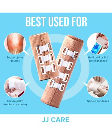 JJ CARE Elastic Bandage Wrap (Pack of 6) - 3" & 6" Compression Bandages with Clips for Ankle Wrist Foot | Durable & Reusable Shipping Worldwide - Buy Online on GoSupps.com